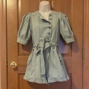 Ulla Johnson Sage Button-Up Romper with Belt